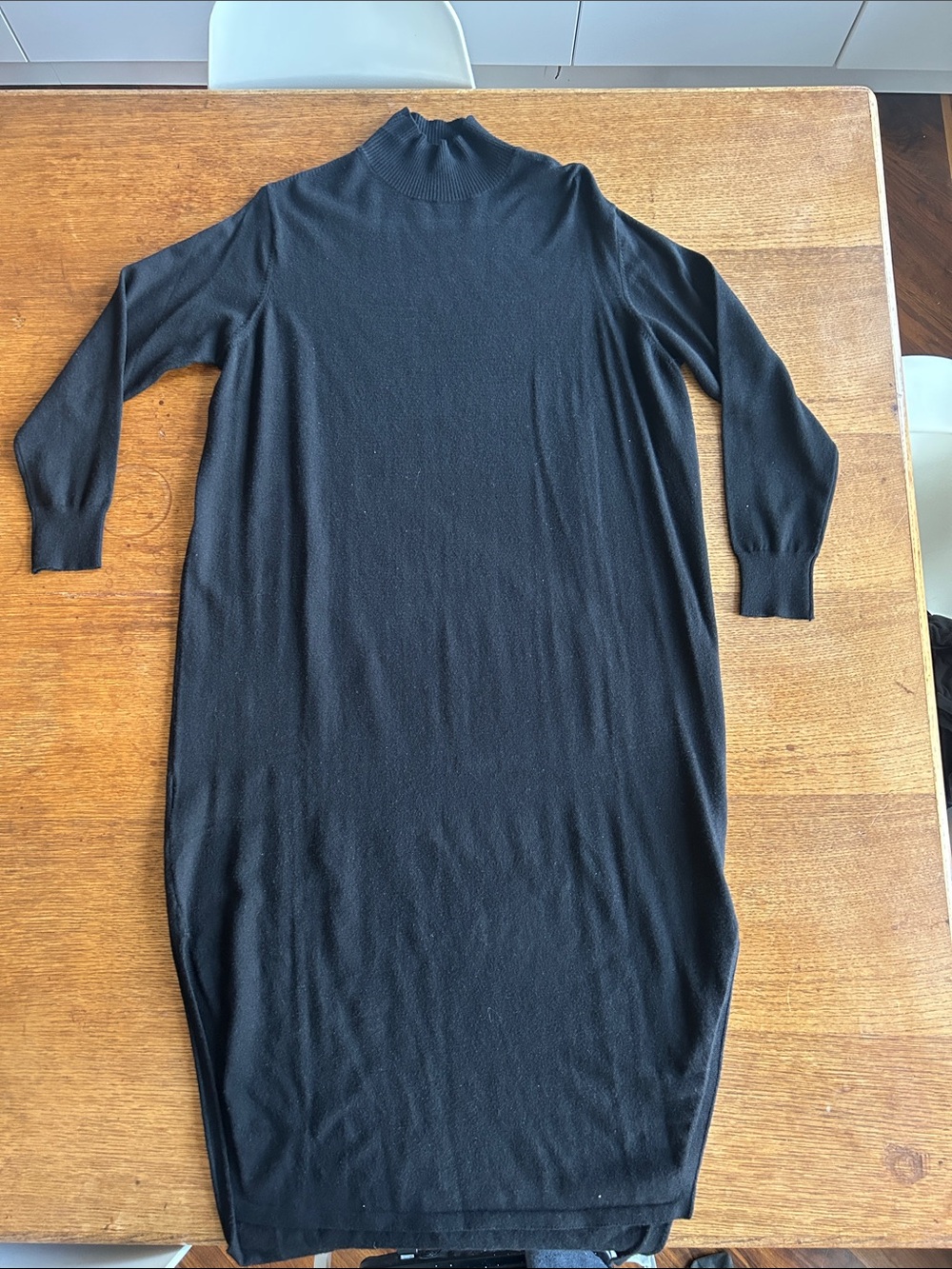 Mango Black Mock Neck Long-Sleeve Midi Dress small size